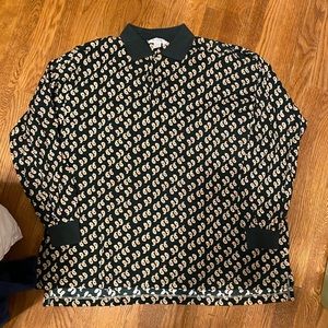 Paisley print long sleeve polo shirt